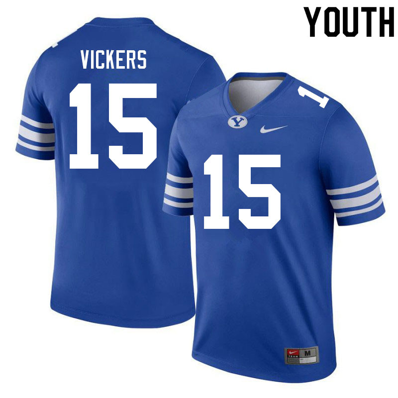 Youth #15 Jaylon Vickers BYU Cougars College Football Jerseys Sale-Royal